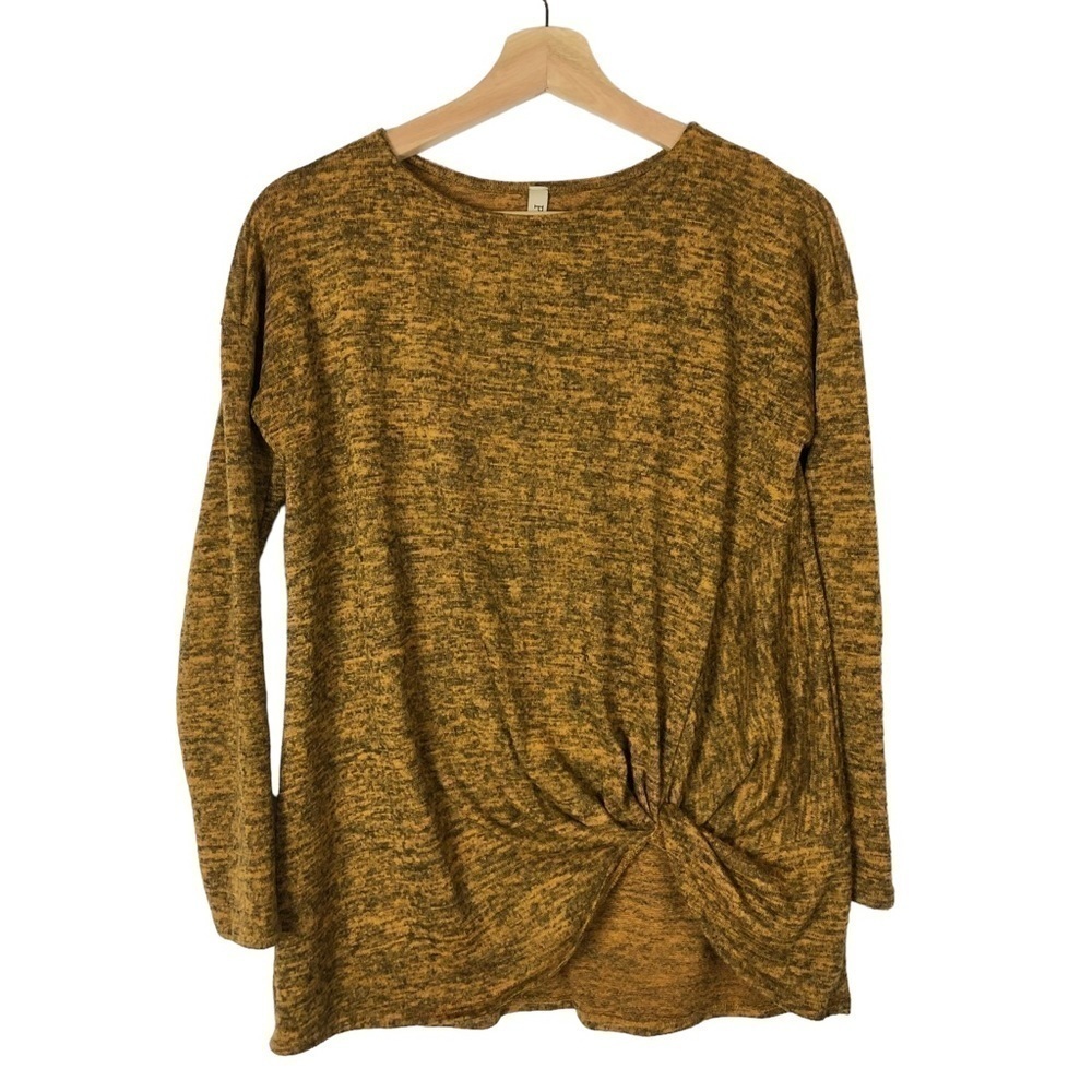 Boutique Pomelo‎ Yellow Orange Twist Front Knit Long Sleeve XL